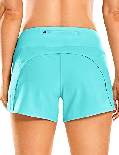 CRZ YOGA Damen 2 in 1 Sport Shorts - 10cm Sporthose Leichte Laufshorts Elastische Running Kurz Hose mit Zip Tasche Hydra Blue-R403 44 von CRZ YOGA