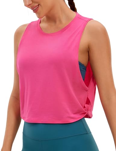 CRZ YOGA Damen Sport Tank Top Ärmelloses Leichte Fitness Crop Top Sommer Yoga Shirt Lässig Oberteile Sporttop Schallrosa 38 von CRZ YOGA