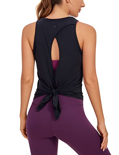 CRZ YOGA Damen Sport Tank Top Backless Ärmelloses Yoga Tshirt Sommer Leichte Fitness Oberteile Tops Marine 40 von CRZ YOGA