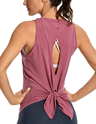 CRZ YOGA Damen Sport Tank Top Backless Ärmelloses Yoga Tshirt Sommer Leichte Fitness Oberteile Tops Misty Merlot 36 von CRZ YOGA