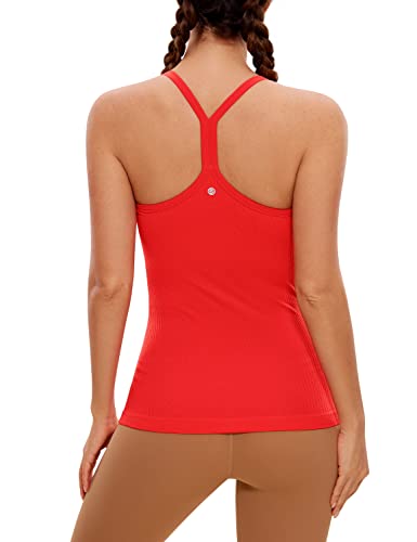 CRZ YOGA Damen Sport Tank Top Racerback Ärmelloses Shirt Sommer Leichte Yoga Tops Elastische Fitness Oberteile Dunkelrot 34 von CRZ YOGA