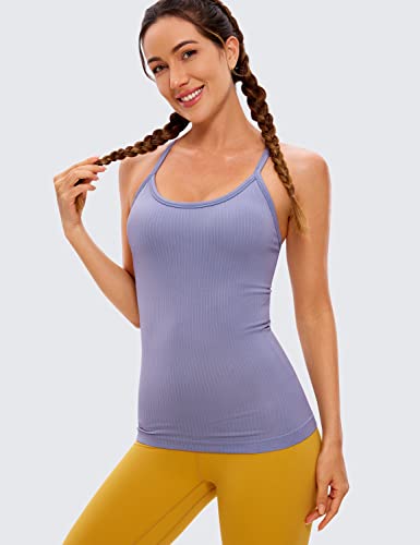 CRZ YOGA Damen Sport Tank Top Racerback Ärmelloses Shirt Sommer Leichte Yoga Tops Elastische Fitness Oberteile Lavendelnebel 40 von CRZ YOGA
