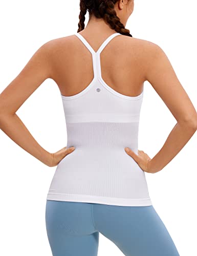 CRZ YOGA Damen Sport Tank Top Racerback Ärmelloses Shirt Sommer Leichte Yoga Tops Elastische Fitness Oberteile Weiss 36 von CRZ YOGA