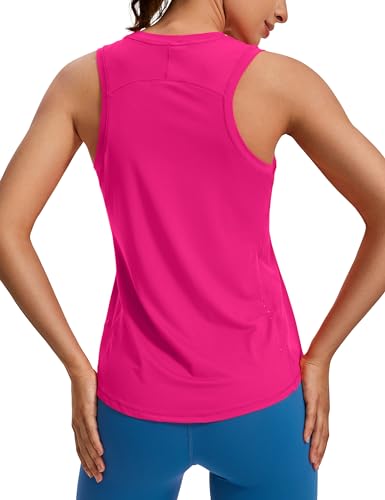 CRZ YOGA Damen Sport Tank Top Racerback Ärmelloses Yoga Oberteile Sommer Fitness Tops Gym Leichte Sporttop Granita Pink 44 von CRZ YOGA