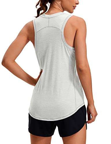 CRZ YOGA Damen Sport Tank Top Racerback Ärmelloses Yoga Oberteile Sommer Fitness Tops Gym Leichte Sporttop Silberner Nebel 38 von CRZ YOGA