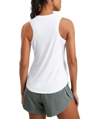 CRZ YOGA Damen Sport Tank Top Racerback Ärmelloses Yoga Oberteile Sommer Fitness Tops Gym Leichte Sporttop Weiss 40 von CRZ YOGA