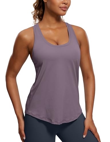 CRZ YOGA Damen Sport Tank Top Racerback Fitness Gym Top Baumwolle Oberteile Locker Atmungsaktiv Ärmellos Tops lila grau 38 von CRZ YOGA