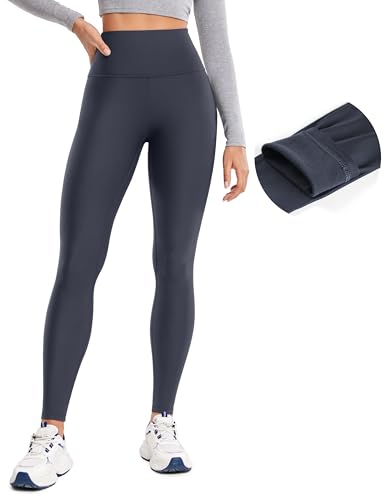 CRZ YOGA Damen Sport Thermo Leggings Winter Warme Sports Yoga Leggins High Waist Fleece Thermal Sportleggins - 71cm Marine 40 von CRZ YOGA