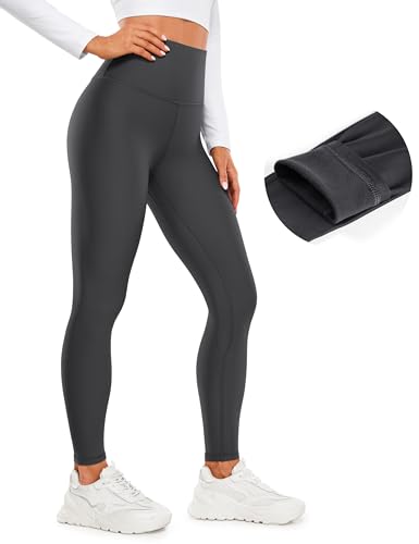 CRZ YOGA Damen Sport Thermo Leggings Winter Warme Sports Yoga Leggins High Waist Fleece Thermal Sportleggins - 71cm Mysteriöses Grau 40 von CRZ YOGA