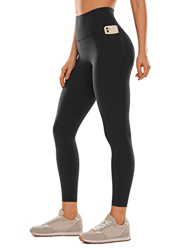 CRZ YOGA Butterluxe Damen High Waist Sport Leggings Blickdicht Soft Yoga Hosen Gym Workout Leggins mit Tasche - 64cm Schwarz 34 von CRZ YOGA