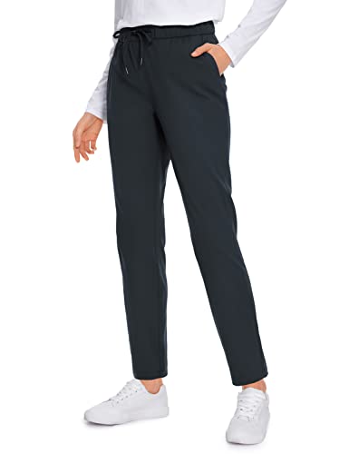 CRZ YOGA Damen Stretch Lang Freizeithose Jogginghose Casual Sweathose mit Tunnelzug - 74cm Echte Marine 42 von CRZ YOGA