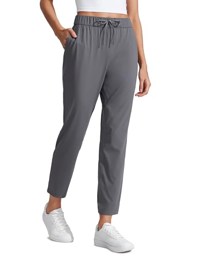 CRZ YOGA Damen Jogginghose Stretch Sweathose Sporthose Leichte Atmungsaktive Freizeithose Lang Hose mit Taschen - 69cm Dunkler Kohlenstoff 42 von CRZ YOGA