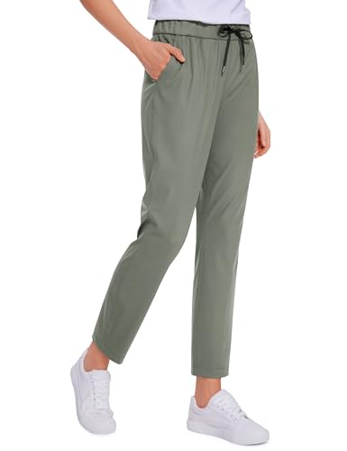 CRZ YOGA Damen Jogginghose Stretch Sweathose Sporthose Leichte Atmungsaktive Freizeithose Lang Hose mit Taschen - 69cm Grauer Salbei 42 von CRZ YOGA