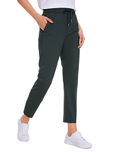 CRZ YOGA Damen Sweathose Taschen Sporthose Leichte Atmungsaktive Jogginghose Lang Hose mit Tunnelzug - 70cm Melanit 38 von CRZ YOGA