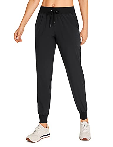 CRZ YOGA Damen Workout Jogginghose Leichte Sporthose Sport Wandern Sweathose Freizeithose mit Taschen - 70cm Schwarz 38 von CRZ YOGA