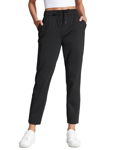 CRZ YOGA Damen Workout Jogger 4-Wege-Stretch Lässig Lounge Athletic Hose mit Taschen - 69cm Schwarz 40 von CRZ YOGA