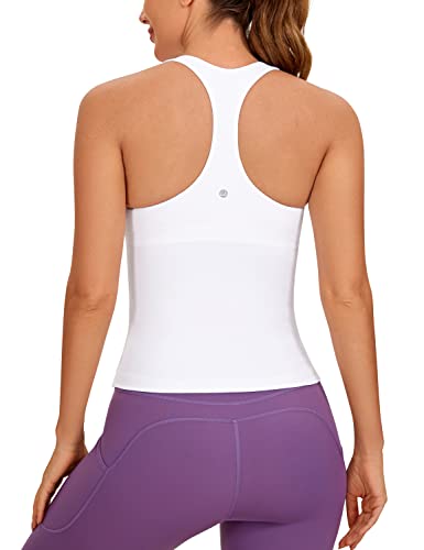 CRZ YOGA Damen Butterluxe Tank Tops Racerback Sport Top Yoga Fitness Oberteil Tanktops mit Integriertem BH Weiss 38 von CRZ YOGA