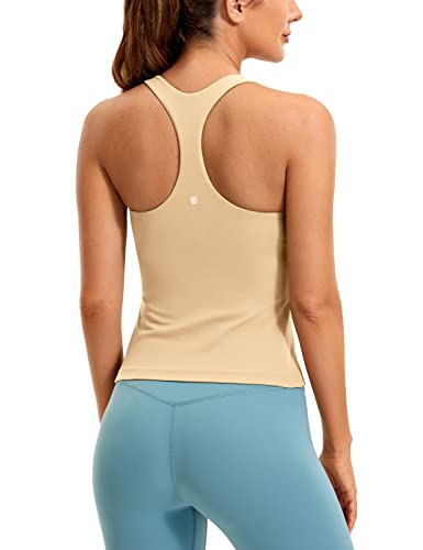 CRZ YOGA Damen Butterluxe Tank Tops Racerback Sport Top Yoga Fitness Oberteil Tanktops mit Integriertem BH Bräunungs-Milchshake 40 von CRZ YOGA