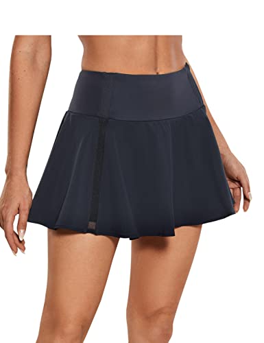 CRZ YOGA Damen Skater Tennisrock Skirt Sportrock Sport Fitness Yoga Kurze Falten Skort Marine 34 von CRZ YOGA