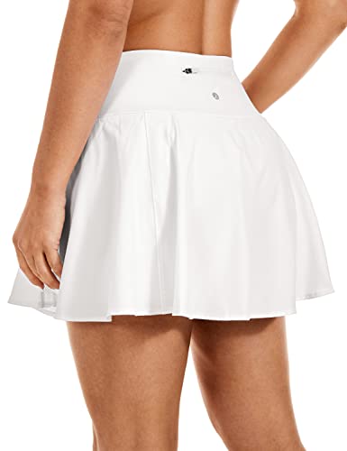 CRZ YOGA Damen Skater Tennisrock Skirt Sportrock Sport Fitness Yoga Kurze Falten Skort Weiss 40 von CRZ YOGA