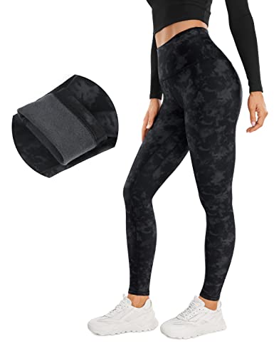 CRZ YOGA Damen Sport Thermo Leggings Winter Warme Leggins High Waist Fleece Sportleggins Thermoleggings - 71cm Der Rauchtintennebel 36 von CRZ YOGA