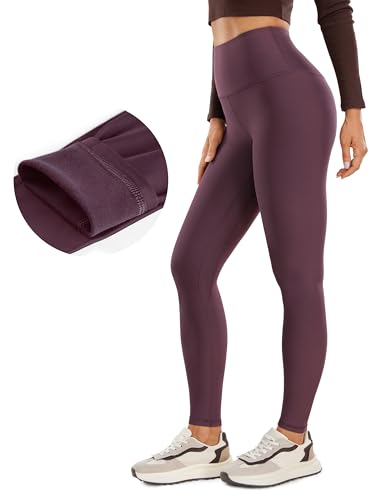 CRZ YOGA Damen Sport Thermo Leggings Winter Warme Leggins High Waist Fleece Sportleggins Thermoleggings - 71cm Dunkellila 38 von CRZ YOGA