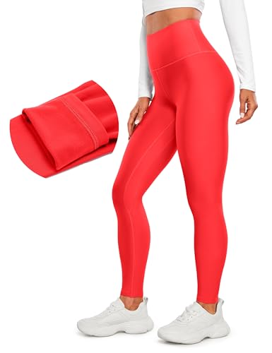 CRZ YOGA Damen Sport Thermo Leggings Winter Warme Leggins High Waist Fleece Sportleggins Thermoleggings - 71cm Dunkelrot 36 von CRZ YOGA