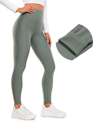 CRZ YOGA Damen Sport Thermo Leggings Winter Warme Leggins High Waist Fleece Sportleggins Thermoleggings - 71cm Grauer Salbei 38 von CRZ YOGA