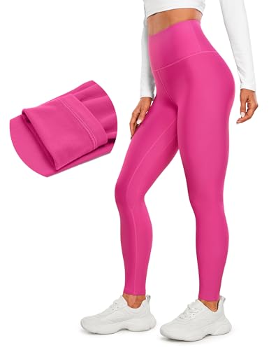 CRZ YOGA Damen Sport Thermo Leggings Winter Warme Leggins High Waist Fleece Sportleggins Thermoleggings - 71cm Hibiskus-Purpur 34 von CRZ YOGA