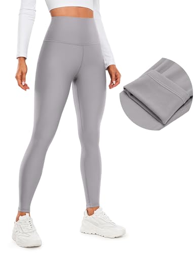 CRZ YOGA Damen Sport Thermo Leggings Winter Warme Leggins High Waist Fleece Sportleggins Thermoleggings - 71cm Möwe Grau 38 von CRZ YOGA