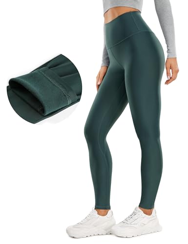 CRZ YOGA Damen Sport Thermo Leggings Winter Warme Leggins High Waist Fleece Sportleggins Thermoleggings - 71cm Wald Dunkelgrün 40 von CRZ YOGA