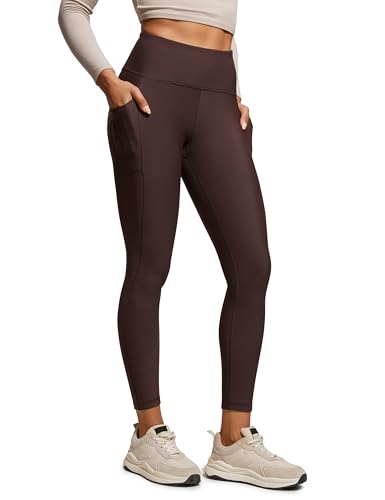 CRZ YOGA Damen Thermo Leggings mit Taschen Winter High Waist Fleece Sportleggins Yoga Leggins Warm Thermal Sporthose - 64 cm Heißes Fudge-Brown 40 von CRZ YOGA
