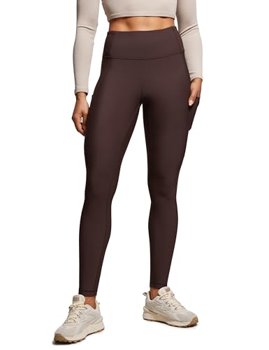 CRZ YOGA Damen Thermo Leggings mit Taschen Winter High Waist Fleece Sportleggins Yoga Leggins Warm Thermal Sporthose - 71cm Heißes Fudge-Brown 40 von CRZ YOGA