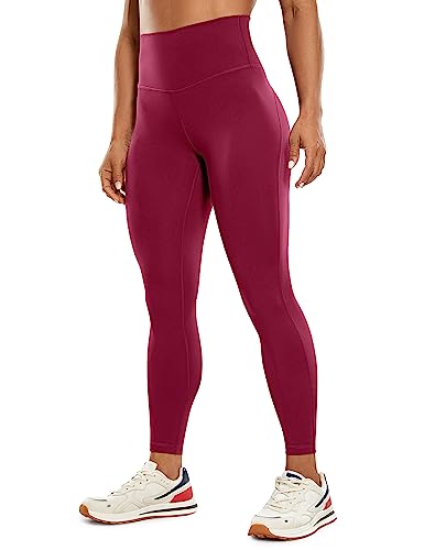 CRZ YOGA Damen Ulti-Dry Sport Leggings High Waist Yogahose Blickdicht Fitness Gym Hose - 63cm Magenta Violett 42 von CRZ YOGA