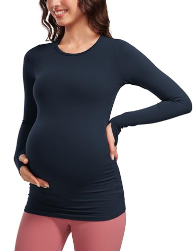 CRZ YOGA Damen Umstandsmode Langarm Stillshirt Umstandstop Umstandsshirt Schwangerschaft Kleidung Stilltop Langarmshirt Tops Echte Marine 38 CRZ YOGA Damen Umstandsmode Langarm Stillshirt Umstandstop Umstandsshirt Schwangerschaft Kleidung Stilltop Langarmshirt Tops Echte Marine 38 von CRZ YOGA
