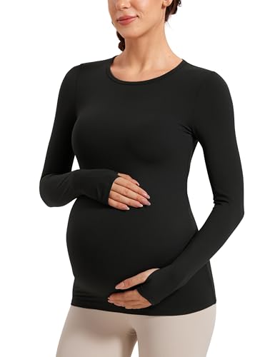 CRZ YOGA Damen Umstandsmode Langarm Stillshirt Umstandstop Umstandsshirt Schwangerschaft Kleidung Stilltop Langarmshirt Tops Schwarz 40 CRZ YOGA Damen Umstandsmode Langarm Stillshirt Umstandstop Umstandsshirt Schwangerschaft Kleidung Stilltop Langarmshirt Tops Schwarz 40 von CRZ YOGA