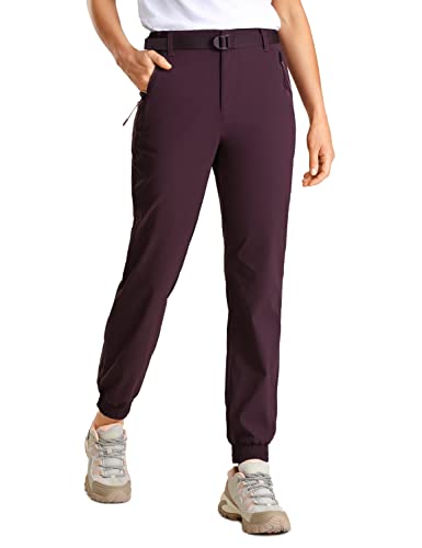 CRZ YOGA Damen Wanderhose Outdoorhose Schnelltrocknend Trekkinghose Jogginghose mit Reißverschlusstasche Hellviolett 40 von CRZ YOGA