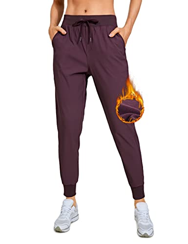 CRZ YOGA Damen Wasserdicht Jogginghose Outdoor Jogger Sporthose High Waist Sport Workout Wanderhose mit Tasche - 70cm Hellviolett 42 von CRZ YOGA