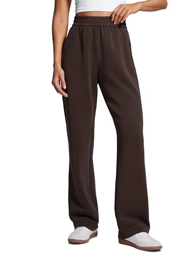 CRZ YOGA Damen Weichheit Weites Bein Sweatpants Modal Hohe Taille Schlaghose Lounge Reisen Lässig Sweathose - 79cm Heißes Fudge-Brown 38 von CRZ YOGA