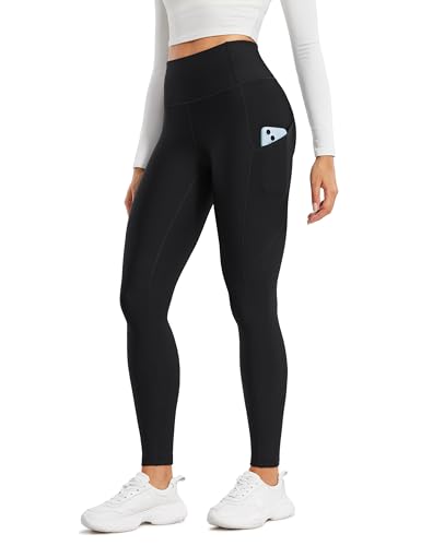 CRZ YOGA Damen Thermo Leggings mit Taschen Winter High Waist Fleece Sportleggins Yoga Leggins Warm Thermal Sporthose - 71cm Schwarz 40 von CRZ YOGA