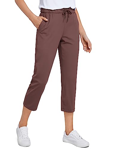 CRZ YOGA Damen Workout Sporthose Casual Freizeithose Jogger Hose Elastische Trainingshose mit Taschen - 58.4cm Taupe 38 von CRZ YOGA