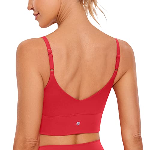 CRZ YOGA Damen Yoga Gepolstert Sport BH Ohne Bügel Spaghetti Top V Back Verstellbar Träger Fitness Bra Purpur M von CRZ YOGA