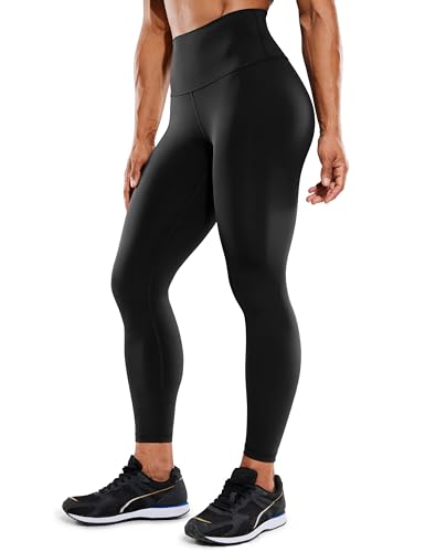 CRZ YOGA Hugged Feeling Damen High Waist Sports Leggings Blickdicht Yoga Leggins Kompression Sporthose mit Tasche - 64cm Schwarz 40 von CRZ YOGA