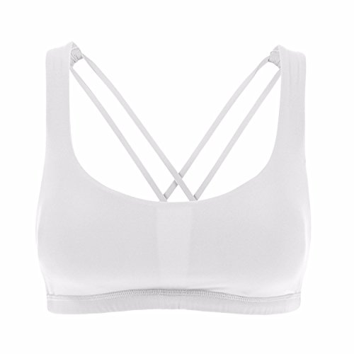 CRZ YOGA Damen Yoga Sport BH - Gekreuzte Rücken Crop Tops Gepolstert Sports Bra Padded Cropped Top Weiss L von CRZ YOGA