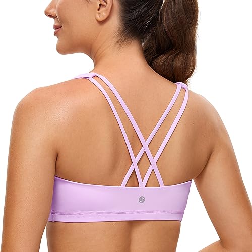 CRZ YOGA Damen Yoga Sport BH - Gekreuzte Rücken Crop Tops Gepolstert Sports Bra Padded Cropped Top Flieder M von CRZ YOGA