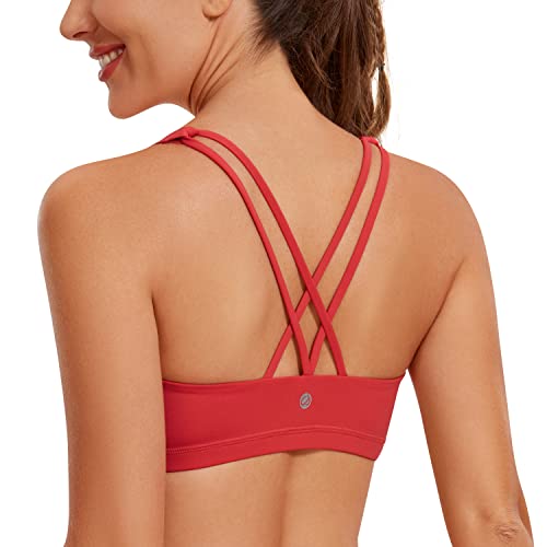 CRZ YOGA Damen Yoga Sport BH - Gekreuzte Rücken Crop Tops Gepolstert Sports Bra Padded Cropped Top Purpur L von CRZ YOGA