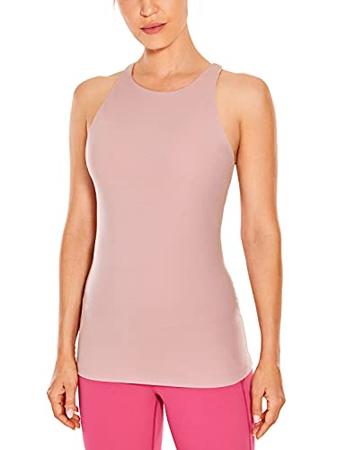 CRZ YOGA Damen Racerback Tank Tops Workout Sport Top High Neck Weich Oberteile mit Eingebautem BH Rose Lavender 38 von CRZ YOGA