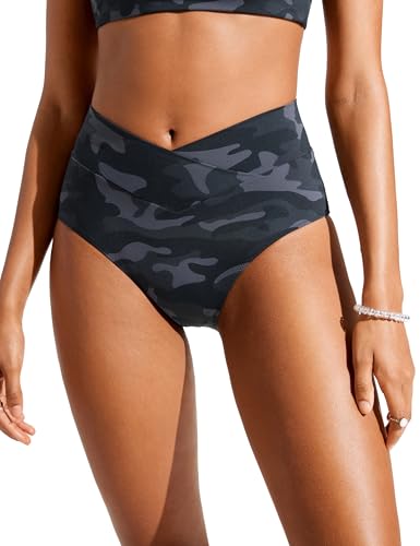 CRZ YOGA Damens V-Schnitt Bikini Unterteile Hohe Taille Kreuz Vorne Badeanzug Unterseite Vollständige Abdeckung Schwimmhose Dschungeltarnung Grau 40 CRZ YOGA Damens V-Schnitt Bikini Unterteile Hohe Taille Kreuz Vorne Badeanzug Unterseite Vollständige Abdeckung Schwimmhose Dschungeltarnung Grau 40 von CRZ YOGA