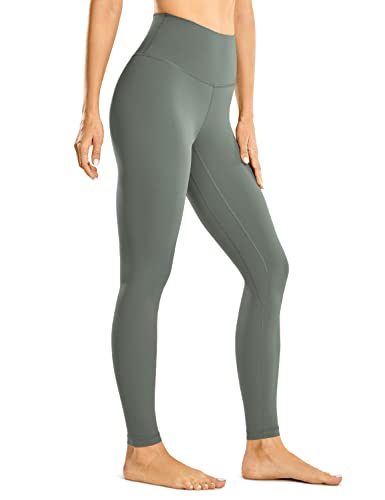 CRZ YOGA Gebürstetes Gefühl Damen Sport Leggings Yogahose High Waist Blickdicht Fitness Leggins Sporthose - 71cm Grauer Salbei 38 von CRZ YOGA