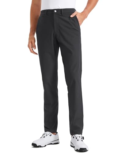 CRZ YOGA Herren Golfhose Atmungsaktive Stretchhose Golf Trousers Golf Hosen Freizeithose - 76cm Tinte grau 33W von CRZ YOGA